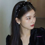 고급 진주 헤어밴드 단아한 블랙 머리띠 벨벳bcd910 : 핑크미U