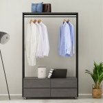 2단 서랍행거 드레스룸 1200 수납 옷걸이 행거 실속형 시스템가구 G5162 : 구스상회