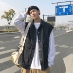 남자 대학생 캠퍼스 룩 오버핏 데님 조끼 베스트 코디 : 데일리코드원