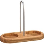 자센하우스 0000036060 소금과 후추 코스터 세트 손잡이 올리브 나무 스테인리스 스틸 브라운 : 피어써티파이브