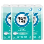 깨끗한나라 순수 디럭스 30m, 30롤, 3개 : 남부유통코리아