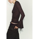 [국내] 자라 ZARA 프릴 슬리브 티셔츠 - 초콜렛 2335/642/717 3364421 : 리즌투바이