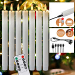 충전식 무염 LED 테이퍼 캔들 타이머 리모컨 USB 충전 케이블 포함 왁스 창문용 촛대 : 명성아이티