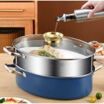 생선조림냄비 타원형 38cm 인덕션 매운탕 찜솥 해물탕 요리 전골 생선찜 집들이 블루 : 엘리아시아