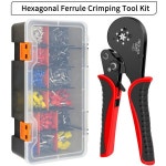 낚시채비 육각형 자동 조정 래칫 크림핑 툴 세트 HSC8 16-6 AWG30-50.08-16mm² 페룰 크림퍼 슬리브 케이블 터미널 포함 : 비엔씨엔
