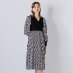 랩니트 배색 헤링본 원피스 : 막스까르띠지오