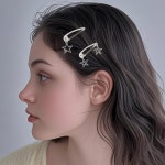 Y2k 헤어 클립, 실버 스타 여아용 액세서리, 귀여운 바렛, 쿨 헤어핀 세트, 여아 스타일링 액세서리 선물 : 아마스팟