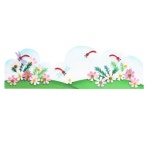 코스모스울타리(19X60cm) 알림판 공예 펠트 게시판 환경꾸미기재료 환경판 : 티에스24