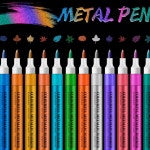 샤이닝 소프트 12색 메탈릭 마커펜 마카펜 : 해피수수