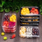 도시락 포장 과일 트레이 케이스 도시락통 일회용 피크닉 용기 1칸-투명 100세트 : 브릴라