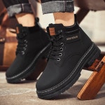 노란색 가죽 편안한 업 플랫폼 남성 부츠 상위 레이스 높은 신발 남자 바이커 오토바이 G6888 yellow : 히메스토어