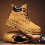 노란색 가죽 편안한 업 플랫폼 남성 부츠 상위 레이스 높은 신발 남자 바이커 오토바이 G6888 yellow : 히메스토어