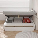 서랍형프레임 공간활용 마스터 침실 하이 박스 수납 옆 없음 와비 작은 아파트 다기능 현대적인 단순한 이탈리아 가벼운 럭셔리 : 해피드림랜드