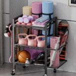 운동기구 정리함 거치대 수납함 필라테스 요가 덤벨 헬스장 A. 블랙 스포츠 장비 수납 랙 : 주복복