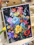 DIY 디지털 유화 꽃 색칠 채색 치유 아트 거실 J4614 클래식 스탠다드 세트 30x40cm : 올인샵71