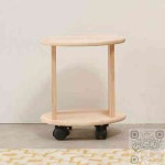 킵더업원 1단 고무나무 원형 이동선반 H6713 통나무선반 거실선반장 : 킵더업원