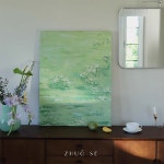 여름 그린 침실 식당 민박 프렌치 감성 포스터 A 그린 시즌 30x40 cm 티타늄 골드 : Ellov