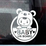 자동차스티커 Baby on board 아기곰 화이트시트지 차량시트지 : 지니썬추천샵