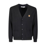 25FW 메종 키츠네 남성 폭스 헤드 메리노 레귤러 가디건 블랙 PM00501KT1181 P199 : 루티크