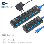 노트북 멀티포트 C타입 USB 허브 3.0 2.0 멀티 분배기 전원 어댑터 4/7 포트 여러 확장기 PC 액세서리 스위치 4Port USB3.0 with EU... 