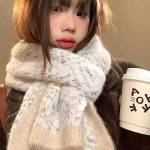 2025 신상 한국감성 울니트 있는 겨울 머플러 분위기 여성용 스카프 다용도 숄 보온 스타 : 거니프라자3