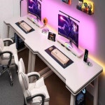 게이밍책상 2인용 U자형 160cm 플로잉화이트 피시방 커플석 : 글로벌픽쓰