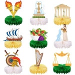 Funrous 펀러스 9개 그리스 장식 벌집 중앙 조각 고대 테마 파티 신화 생일 로마 활동 용품으로 컷아웃 공예 선호 : 마카아울렛