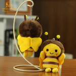 인형 쿠션 대형 귀여운 꿀벌 플러시 키체인 만화 캐릭터 봉제 장난감 합금 체인 가방 장식 미니 키링 성인 선물 : 킹덤컴퍼니