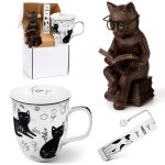 LEMON 레몬Road 3피스 고양이 애호가 특별한 선물 여성용 독서 상자 눈 안경 포함 새끼 조각상 귀여운 책갈피 블랙 396.9g14온스 보헤미안... 