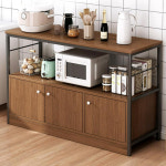 렌지대 전자레인지장 주방 장식장 수납장 오븐장 밥솥장 트리플 도어 와일드 오크 120cm : 다이렉트차이나