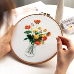 DIY 프랑스 자수 패키지 꽃밭 실 십자수세트 액자형 집콕 놀이 미술 스킬 캔버스틀 부자재 : 큐포유