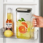 내열유리 물병 냉장고 물통 보리차 끓인물 손잡이 뚜껑있는 1L : 망고55