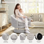 가비홈 360 스위벨 액센트 의자(팔 포함), 아늑한 원형 샤닐 원단, 거실 침실 독서용 소프트 쿠션 암 의자 Beige : 슈머펀