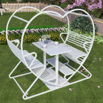 하트 벤치 포토존 풀빌라 조형물 휴식 루프탑 인테리어 1인용 화이트 : 만물고래상점