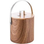 뚜껑이 있는 아이스 버킷 스테인리스 스틸 음료 용기 야외 이벤트 브라운 15X15.7 CM : 우키우키마켓