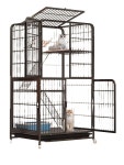 고양이펜스 고양이켄넬 강아지 실내 철장 고양이 A. 검은색 이중 레이어, C. 패키지 3 : 초콜릿 코스모스