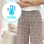 여성 플라워 플리츠 냉감 밴딩 팬츠 홈웨어 잠옷바지 여름 실내복 : 코코하우스몰