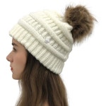 버튼 니트 방울모자 여성 비니 털모자 : 몽야스토어