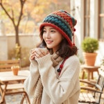 여성 니트 방울모자 털모자 겨울 손뜨개 비니 : 마켓쉘