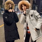 여성 남성 후드 패딩 점퍼 잠바 롱패딩 여자 남자 오리털패딩 덕다운 남녀공용 커플 : 푸드브랜드