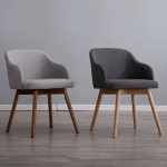 편한카페의자 인테리어 업소용 휴게실 체어 상담 A. 다크 그레이  면 및 리넨  통나무 발 : GSJ물산