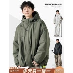 작업복 방한복 파일럿 재킷  패딩 코트 남 아메리칸 바이브 패션 브랜드 아웃도어 삼방 카고 바람막이 겨울 도톰하고 따뜻한 후드 : 누블룸