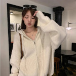 델문도 여자 후드 가디건 카디건 소프트 쫀쫀한 집업 니트 가을 그레이 프리사이즈 DOS3 : 델문도