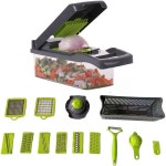 멀티 15 -in-1 셀프크리닝 미니다지기 깍둑썰기 다이서 가정용 주방 매뉴얼 강판 조리기구 다기능강판 양파 당근 감자샐 : 삼일코퍼레이션