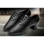 라인댄스신발 스포츠댄스화 라틴댄스화 여성 시니어 굽 블랙 인조 가죽 24 : 리빙포킷.