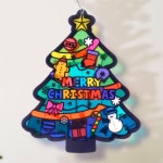 초등 방과후 겨울주제 미술활동 셀로판스티커 크리스마스 썬캐쳐 만들기 홈스룰링 창체 : 코코에비나