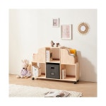 H6622 1140 2단 6칸 고무나무 이동책장 : 우수생활