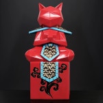 일본 고양이 장식품 장식 조각상 사무라이 대형 A. 중형 21cm 레드 록 워리어 럭키 캣 : S storage