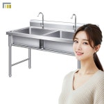 야외용 업소 싱크대 업소용씽크대 세면기 스테인리스 2구 : 라라버스켓