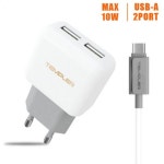 템플러 2.1A 2포트 가정용 충전기 (C타입케이블 포함) 338008 : 믹스업